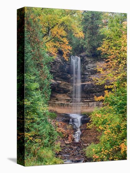 Michigan, Upper Peninsula. Munising Falls in Autumn-Julie Eggers-Premier Image Canvas