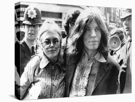 Mick Jagger and His Girl Friend, Singer Marianne Faithful Arrive at Magistrate's Court-null-Stretched Canvas