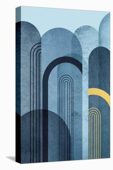Mid Century Arches Navy Blue-Urban Epiphany-Stretched Canvas