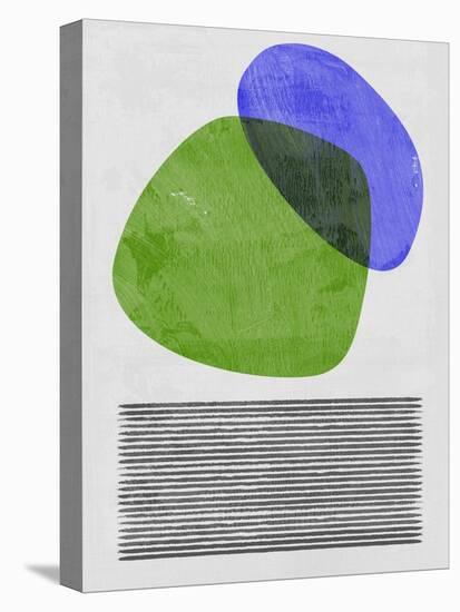 Mid Century Green and Blue Study-Eline Isaksen-Stretched Canvas