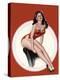 Mid-Century Pin-Ups - Eyeful Magazine - Brunette in a Red Bathing suit-Peter Driben-Stretched Canvas