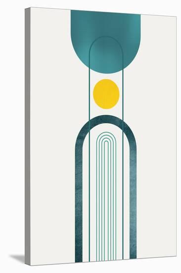 Mid Century Teal Yellow 2-Urban Epiphany-Stretched Canvas