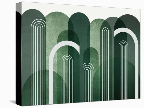 MidCentury Arches Emerald Green-Urban Epiphany-Stretched Canvas