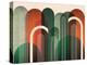 MidCentury Arches Orange Green-Urban Epiphany-Stretched Canvas