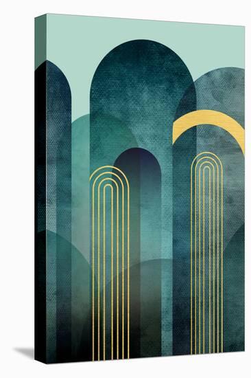 MidCentury Arches Teal-Urban Epiphany-Stretched Canvas