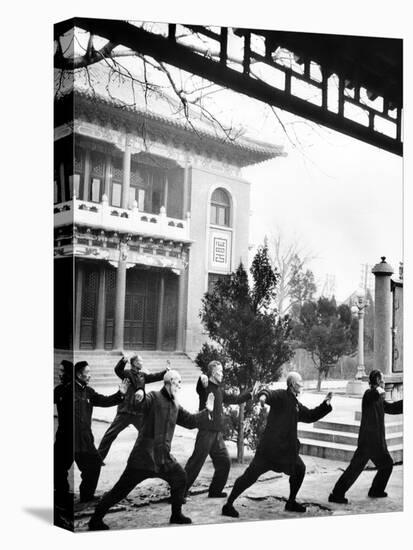 Middle-Aged Chinese Men Practice T'ai Chi in Hopei Province, Communist China, Jan 1962-null-Stretched Canvas