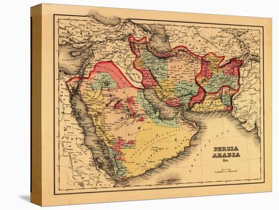 Middle East "Persia Arabia" - Panoramic Map-Lantern Press-Stretched Canvas