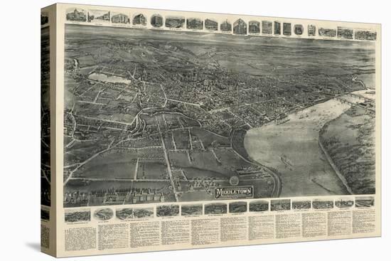 Middletown, Connecticut - Panoramic Map-Lantern Press-Stretched Canvas