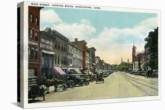 Middletown, Connecticut - Southern View Down Main Street-Lantern Press-Stretched Canvas