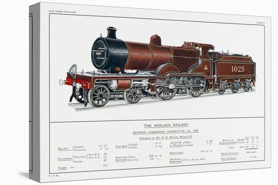 Midland Railway Express Loco No 1025-W.j. Stokoe-Stretched Canvas