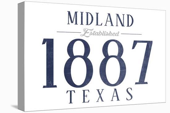 Midland, Texas - Established Date (Blue)-Lantern Press-Stretched Canvas