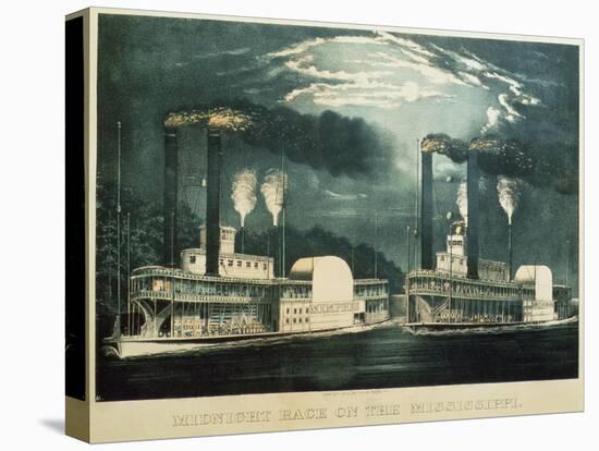 Midnight Race on the Mississippi, 1875-Currier & Ives-Premier Image Canvas