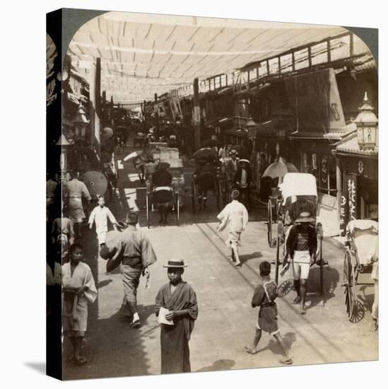 Midsummer Traffic under the Awnings of Shijo Bashidori, a Busy Thoroughfare of Kyoto, Japan, 1904-Underwood & Underwood-Premier Image Canvas