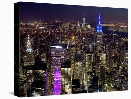 Midtown and Lower Manhattan at night-Richard Berenholtz-Stretched Canvas