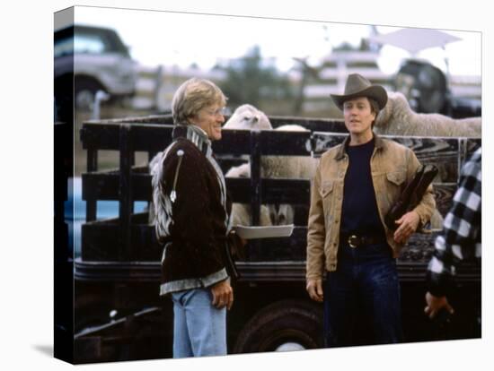 MILAGRO, 1987 directed by ROBERT REDFORD On the set, Robert Redford and Christopher Walken (photo)-null-Stretched Canvas
