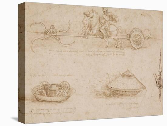 Military Machines and a Study for a Spearhead-Leonardo da Vinci-Stretched Canvas