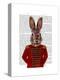 Military Rabbit in Red-Fab Funky-Stretched Canvas