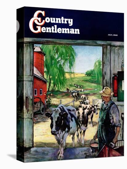 "Milking Time," Country Gentleman Cover, July 1, 1946-Matt Clark-Premier Image Canvas
