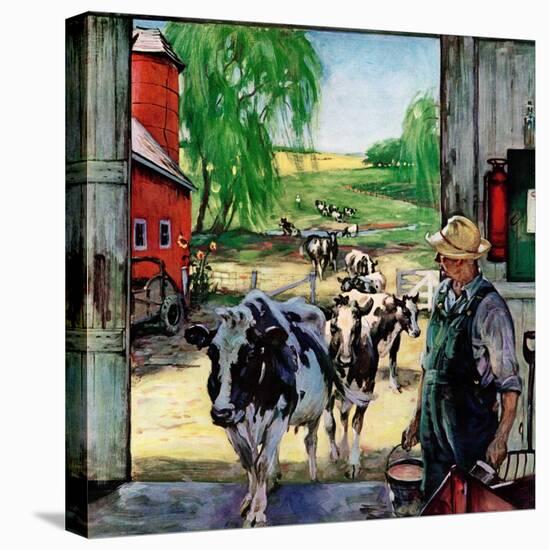 "Milking Time,"July 1, 1946-Matt Clark-Premier Image Canvas