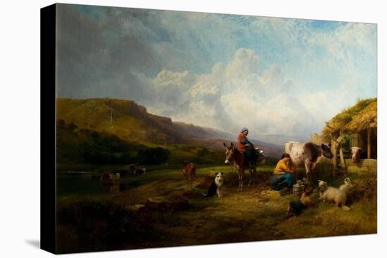 Milking Time on the Swale, Yorkshire, 1863/1868 (Oil on Canvas)-George Cole-Premier Image Canvas