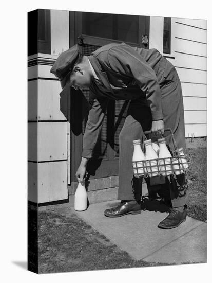 Milkman Leaving Milk Bottle on Doorstep-Philip Gendreau-Premier Image Canvas
