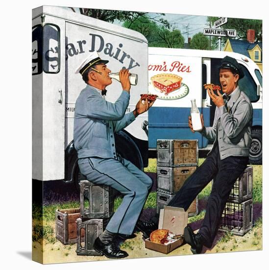 "Milkman Meets Pieman", October 11, 1958-Stevan Dohanos-Premier Image Canvas