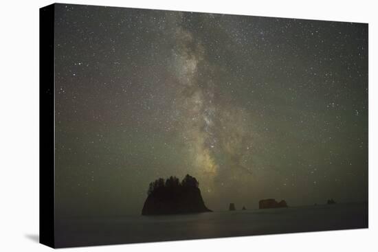 Milky Way rising behind sea stacks at 2nd Beach, Olympic National Park, Washington State-Greg Probst-Premier Image Canvas