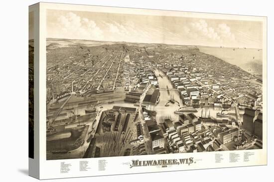 Milwaukee, Wisconsin - Panoramic Map-Lantern Press-Stretched Canvas