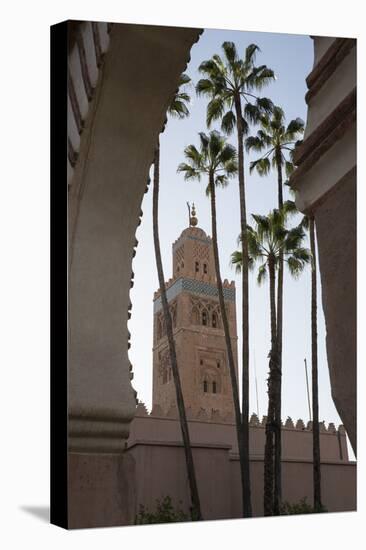 Minaret of Koutoubia Mosque with Palm Trees, UNESCO World Heritage Site, Marrakesh, Morocco-Stephen Studd-Premier Image Canvas