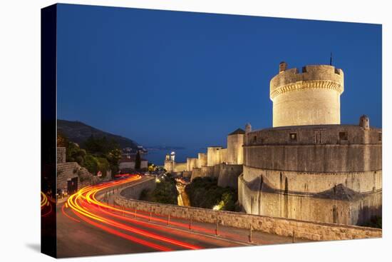 Minceta tower and city walls with traffic light trails, Dubrovnik Old Town, Dubrovnik, Dalmatian Co-Neale Clark-Premier Image Canvas