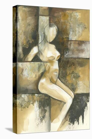 Mini- Contemporary Seated Nude I-Jennifer Goldberger-Stretched Canvas