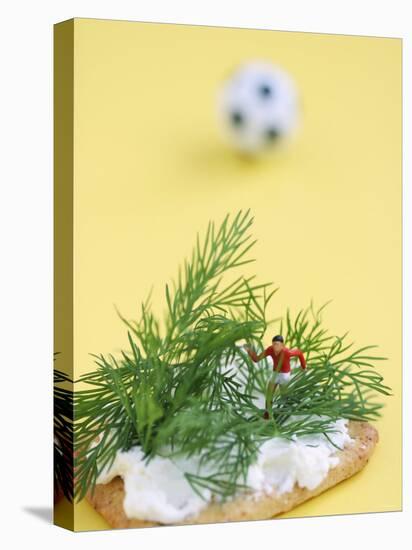 Miniature Footballer Fighting His Way Through Forest of Dill-Martina Schindler-Premier Image Canvas