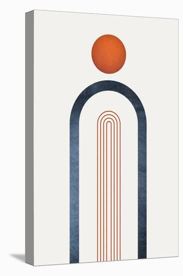 Minimalist Mid Century Orange Navy 1-Urban Epiphany-Stretched Canvas