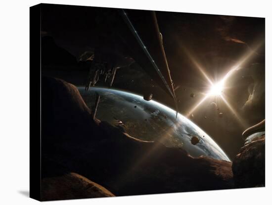 Mining Colony on an Asteroid-null-Premier Image Canvas