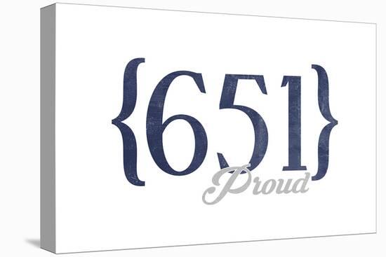 Minneapolis, Minnesota - 651 Area Code (Blue)-Lantern Press-Stretched Canvas