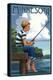 Minnesota - Boy Fishing-Lantern Press-Stretched Canvas