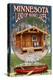 Minnesota - Cabin and Lake-Lantern Press-Stretched Canvas