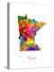 Minnesota Map-Michael Tompsett-Stretched Canvas