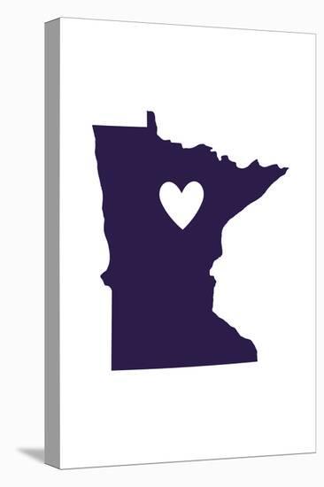 Minnesota - State Outline and Heart-Lantern Press-Stretched Canvas