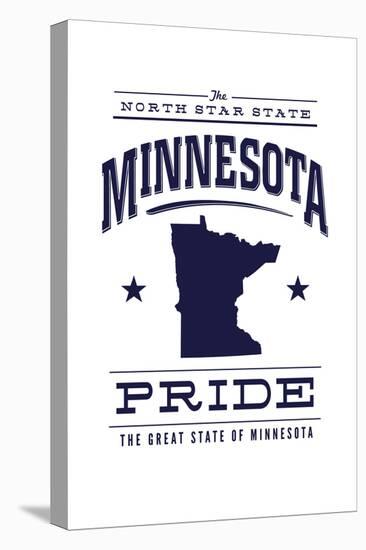 Minnesota State Pride - Blue on White-Lantern Press-Stretched Canvas