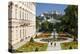 Mirabell Palace and Mirabell Gardens against Salzburg Cathedral and Fortress Hohensalzburg-null-Stretched Canvas