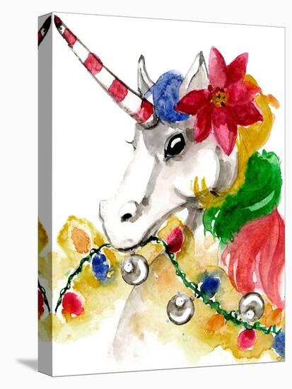 Mischievous Holiday Animal - Rainbow Unicorn-Stella Chang-Stretched Canvas