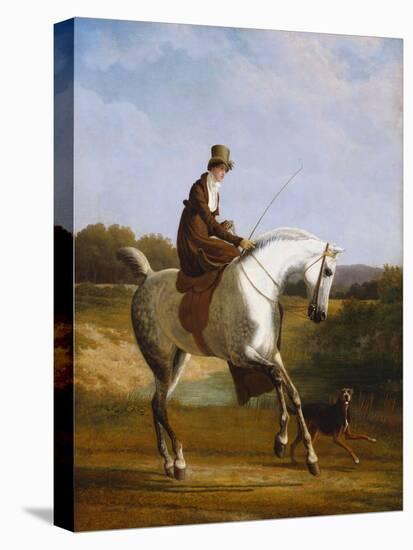 Miss Cazenove on a Grey Hunter, a Dog Running Alongside-Jacques-Laurent Agasse-Premier Image Canvas