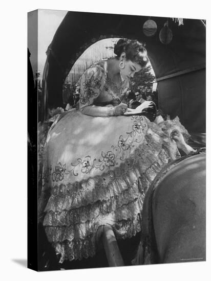 Miss Dominican Republic Signing Autographs During a Parade-Frank Scherschel-Premier Image Canvas