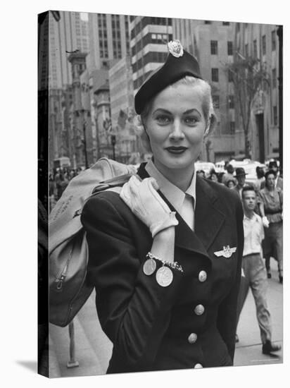 Miss Sweden Anita Ekberg Wearing Hostess Hat for Scandinavian Airlines Designed by Mr. John-Lisa Larsen-Premier Image Canvas