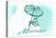 Mississippi - Beach Chair and Umbrella - Teal - Coastal Icon-Lantern Press-Stretched Canvas