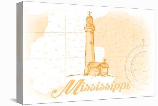 Mississippi - Lighthouse - Yellow - Coastal Icon-Lantern Press-Stretched Canvas