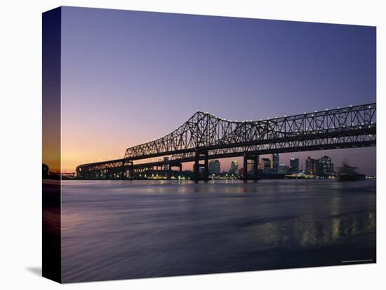 Mississippi River Bridge in the Evening and City Beyond, New Orleans, Louisiana-Charles Bowman-Premier Image Canvas