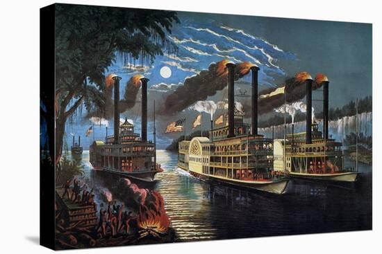 Mississippi River Race-Currier & Ives-Premier Image Canvas
