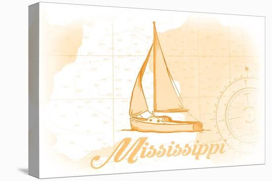 Mississippi - Sailboat - Yellow - Coastal Icon-Lantern Press-Stretched Canvas